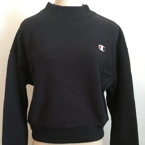 CHAMPION RW Wmn Mock Neck Crop Top - BLACK - Small